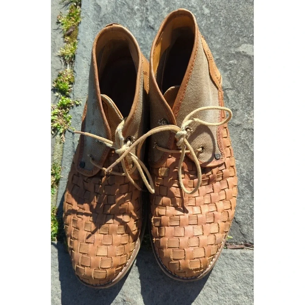 Men's Leather Canvas Feud Britannia‎ Shoes Ankle Boots Size 10 / 44 Chestnut